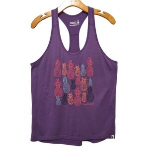 Smartwool Womens Purple Pineapple Merino Wool Blend Racerback Tank Top Large